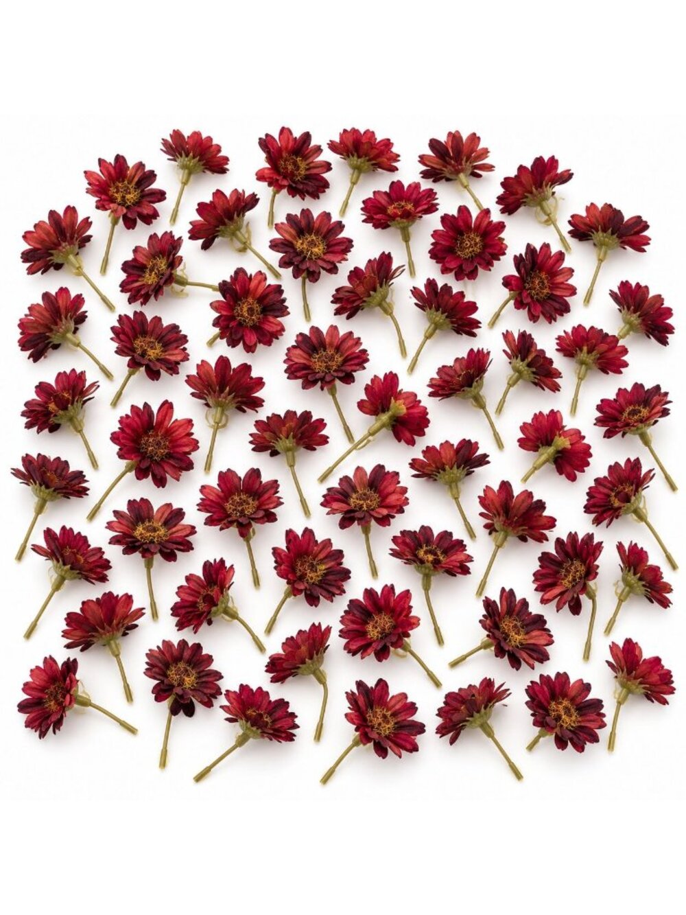 42 Burgundy Mini Daisy Flowers 1 Inch Artificial Silk Daisies Wine Red Wreath Ma